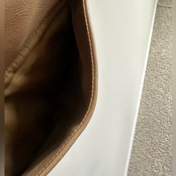 Vintage 90s Liz Claiborne Saddle Bag Crossbody Beige & Brown Equestrian - Picture 7 of 8